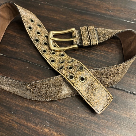 Johnny Farah Handcrafted Distressed Leather Grommet Belt - Solid Brass- medium main image 4